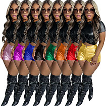 Sexy Slim Candy Streetwear PU Shorts Women OD-8541