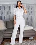 Elegant Distinctive Patchwork Lace-up Wide Leg Women Jumpsuits OSM-AJ4934