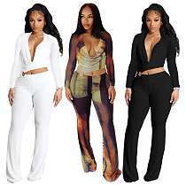Sexy Waist Exposing Swing Neck Long-sleeved Slim Jumpsuit YF-10914