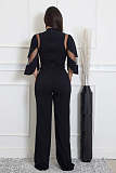 Loose Sleeve Mesh Fabric Patchwork Lace-up Wide-leg Women Jumpsuits OSM-AJ4490
