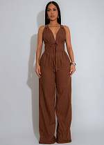 Linear Spliced Sleeveless Sports Fitness Women Jumpsuit OSM-AJ4486