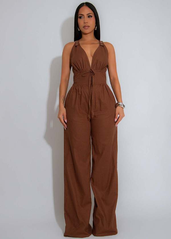 Linear Spliced Sleeveless Sports Fitness Women Jumpsuit OSM-AJ4486
