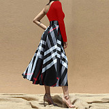 New Styles Single Shoulder Square Printed Slit Dress YF-10635