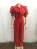 Elegant Distinctive Patchwork Lace-up Wide Leg Women Jumpsuits OSM-AJ4934