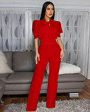 Elegant Distinctive Patchwork Lace-up Wide Leg Women Jumpsuits OSM-AJ4934