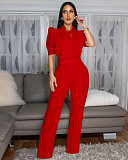 Elegant Distinctive Patchwork Lace-up Wide Leg Women Jumpsuits OSM-AJ4934