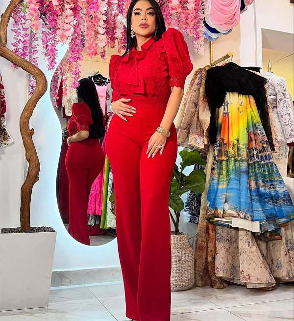 Elegant Distinctive Patchwork Lace-up Wide Leg Women Jumpsuits OSM-AJ4934
