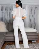 Elegant Distinctive Patchwork Lace-up Wide Leg Women Jumpsuits OSM-AJ4934