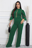 Loose Sleeve Mesh Fabric Patchwork Lace-up Wide-leg Women Jumpsuits OSM-AJ4490