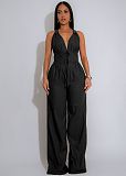 Linear Spliced Sleeveless Sports Fitness Women Jumpsuit OSM-AJ4486