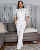 Elegant Distinctive Patchwork Lace-up Wide Leg Women Jumpsuits OSM-AJ4934