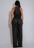 Linear Spliced Sleeveless Sports Fitness Women Jumpsuit OSM-AJ4486