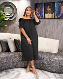 Off Shoulder Loose Casual Cropped Trousers Women  Jumpsuit TK-6282