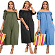 Off Shoulder Loose Casual Cropped Trousers Women  Jumpsuit TK-6282