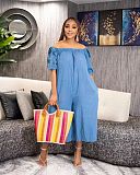 Off Shoulder Loose Casual Cropped Trousers Women  Jumpsuit TK-6282