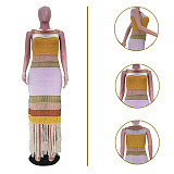 Casual Colorful Fringed Hem Knitted Beach Dress TR-1346