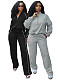 Rubber Fastened Waist Cinching Semi-open Sweatshirt Straight Leg Sport Pants Set CH-25051