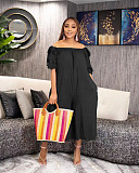 Off Shoulder Loose Casual Cropped Trousers Women  Jumpsuit TK-6282