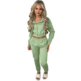 Pure Plush Sweatshirt Hood Sporty Casual Set TK-6306
