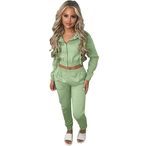 Pure Plush Sweatshirt Hood Sporty Casual Set TK-6306