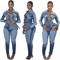 Washed Denim Casual Suit Long Sleeve Slim Short Jacket NIYA-8196 Washed Denim Casual Suit Long Sleeve Slim Short Jacket NIYA-8196