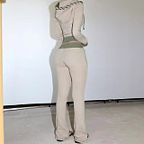 Flared Knitted Sweatshirt Slimming Fitness Pants Casual Set RS-CS008787