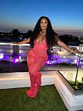 Solid Lace Cut-out Tight Sexy Casual Jumpsuit For Women RS-42338