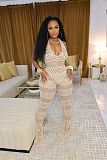 Solid Lace Cut-out Tight Sexy Casual Jumpsuit For Women RS-42338
