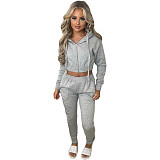 Pure Plush Sweatshirt Hood Sporty Casual Set TK-6306