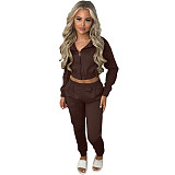 Pure Plush Sweatshirt Hood Sporty Casual Set TK-6306