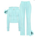 Flared Knitted Sweatshirt Slimming Fitness Pants Casual Set RS-CS008787
