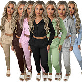 Pure Plush Sweatshirt Hood Sporty Casual Set TK-6306