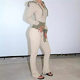 Flared Knitted Sweatshirt Slimming Fitness Pants Casual Set RS-CS008787