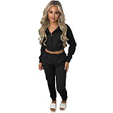 Pure Plush Sweatshirt Hood Sporty Casual Set TK-6306