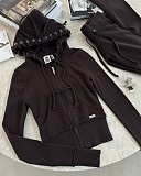 Flared Knitted Sweatshirt Slimming Fitness Pants Casual Set RS-CS008787