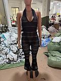 Solid Lace Cut-out Tight Sexy Casual Jumpsuit For Women RS-42338