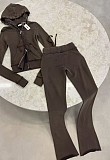 Flared Knitted Sweatshirt Slimming Fitness Pants Casual Set RS-CS008787