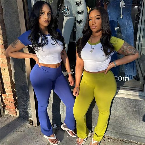 Summer Short-sleeved T-shirt and Long Pants Casual Two-piece Set RS-91600