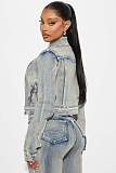 2025 High-elasticity Washable Zipper Denim Jacket Set YUNM-52065