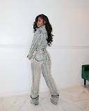 2025 High-elasticity Washable Zipper Denim Jacket Set YUNM-52065