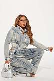 2025 High-elasticity Washable Zipper Denim Jacket Set YUNM-52065