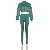 Sexy Drawstring Waist-cinching Crop Top High-waisted Tight Trousers Set SXE-K24S51552