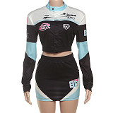 Street Sexy Crop Top Jacket Hot Girl Wrap Hip Mini Skirt Set SXE-K25S78618