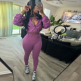Sexy Drawstring Waist-cinching Crop Top High-waisted Tight Trousers Set SXE-K24S51552