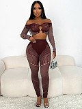Long Sleeved Off Shoulder Crop Top Sexy Slimming Suit For Women RS-82351