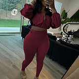 Sexy Drawstring Waist-cinching Crop Top High-waisted Tight Trousers Set SXE-K24S51552