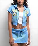 2025 Summer Fashion Women's short Skirt Short-sleeved Printed Set QYU-1212