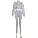 Sexy Drawstring Waist-cinching Crop Top High-waisted Tight Trousers Set SXE-K24S51552