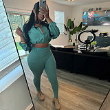 Sexy Drawstring Waist-cinching Crop Top High-waisted Tight Trousers Set SXE-K24S51552