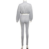 Sexy Drawstring Waist-cinching Crop Top High-waisted Tight Trousers Set SXE-K24S51552